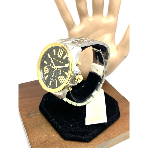 Michael Kors Men's Watch MK8880 Quartz Chronograph Black Dial Two Tone Steel - Picture 2 of 15